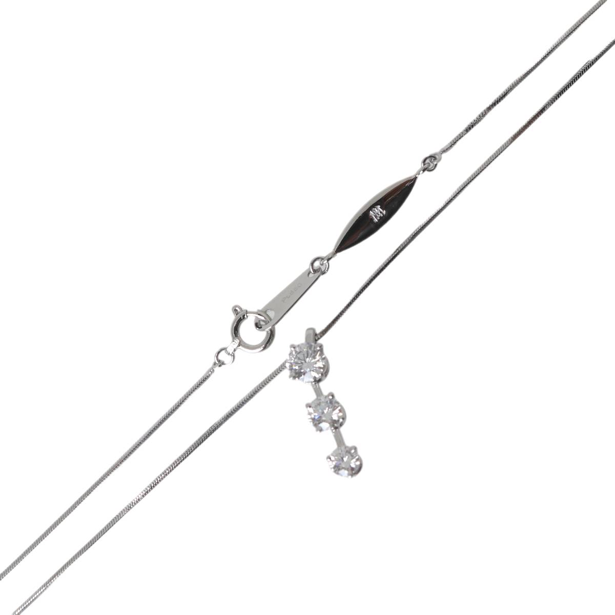 【中古】 MONNICKENDAM/モニッケンダム 3P ダイヤモンド ネックレス プラチナ Pt850 Pt900 42cm 0.64ct 4.3g KA Bランク｜ブランドショップ　リバース