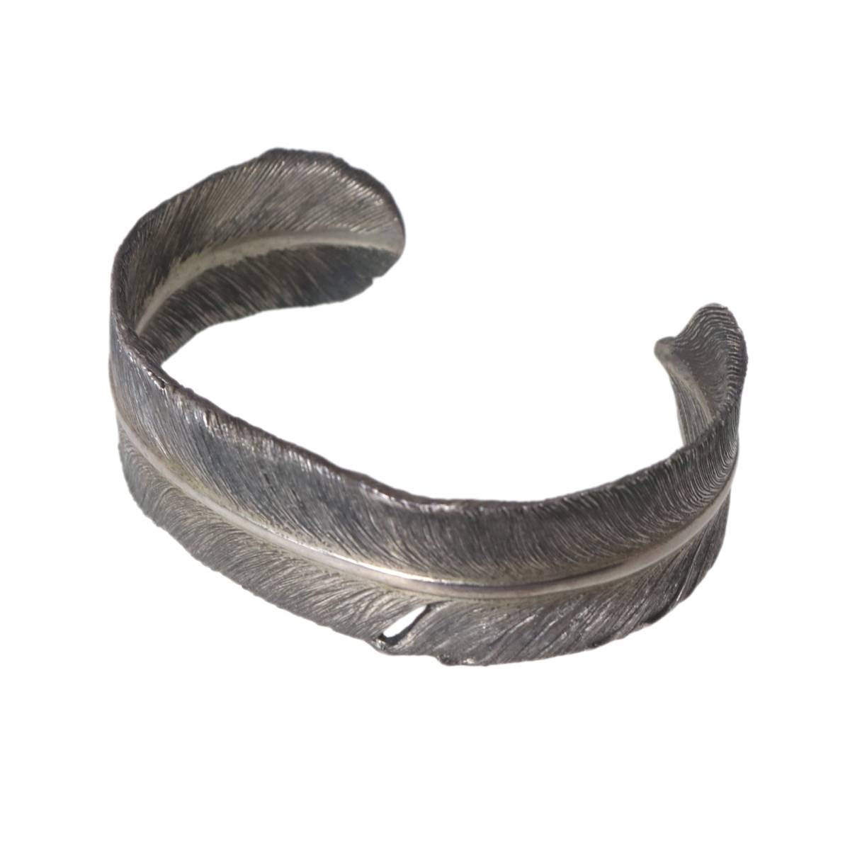 【中古】 SAAD サード オキシダイズコーティング 燻し フェザー バングル シルバー 925 KA Bランク