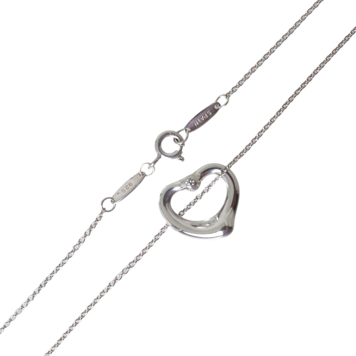 【中古】 Tiffany&Co. /ティファニー 2P ダイヤ オープンハート エルサペレッティ ネックレス シルバー 925 40.5cm KA ABランク