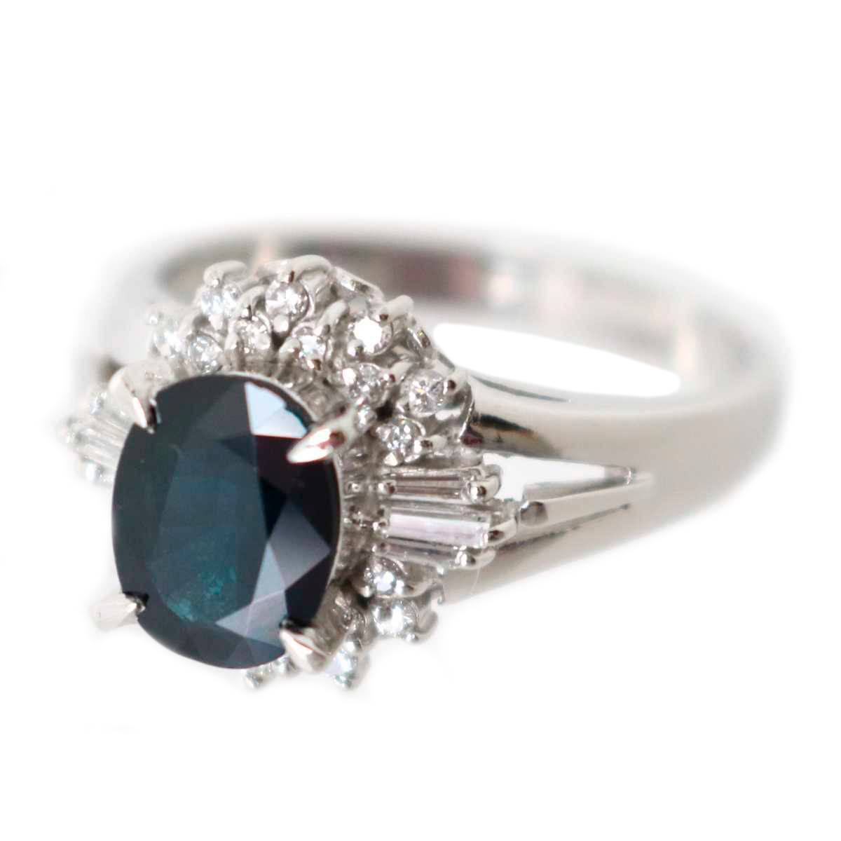 【中古】 サファイアリング 指輪 レディース Pt900 プラチナ900 サファイア1.34ct ダイヤモンド0.18ct 約11号 約6.2g NT 磨き仕上げ品 Aランク