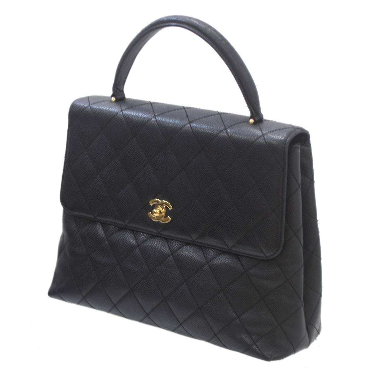 【中古】 CHANEL/シャネル キャビアスキン ハンドバッグ シール有 マトラッセ ブラック レザー 6869151 NO Bランク