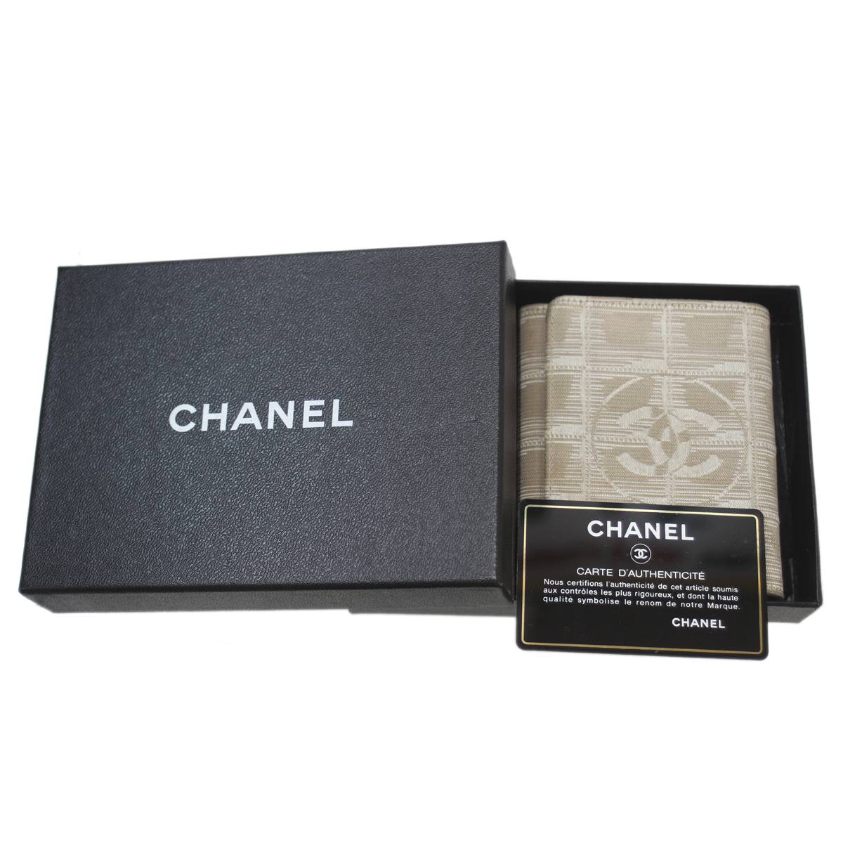 【中古】 CHANEL/シャネル 三つ折り紙入れ ギャランティーカード 消印有 ニュートラベルライン ベージュ NT-no B序列付ける