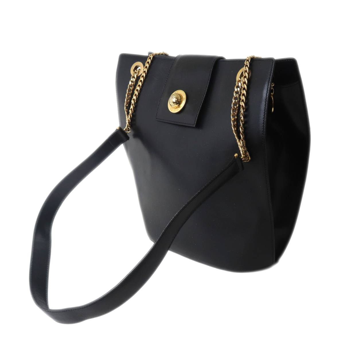 【中古】 Celine / セリーヌ サークルロゴ チェーン 肩掛けショルダーバッグ カーフレザー ブラック NO Bランク|ブランドショップ リバース
