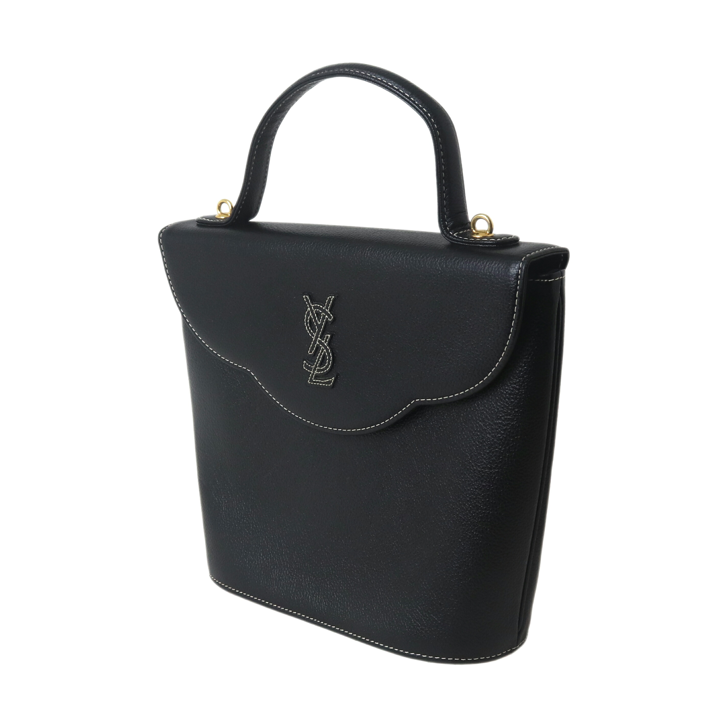 【中古】 YvesSaintLaurent / イヴサンローラン ハンドバッグ レザー ブラック NO Bランク