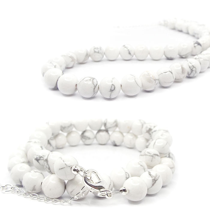 新品　イアパピヨネ　天然石　ホワイトハウライト　ネックレス ear PAPILLONNER（イアパピヨネ）の「《ハウライト》ポイントヒシ