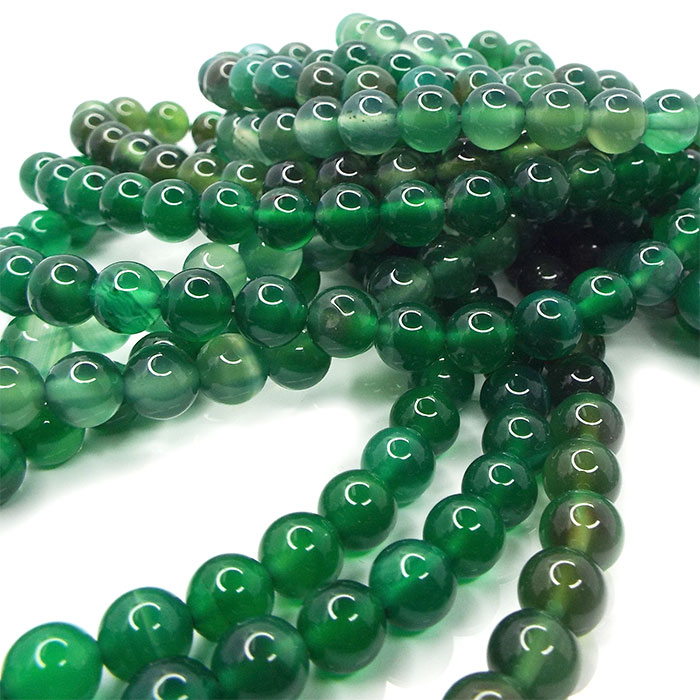 楽天市場】天然石 ビーズ グリーンメノウ 緑瑪瑙 連売り 約8mm