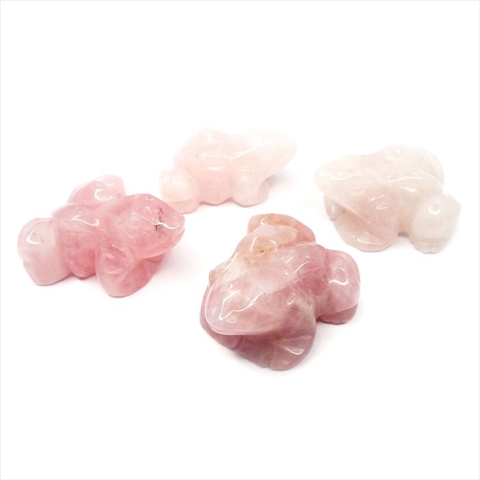 紅水晶/ローズクォーツ彫刻品カエル