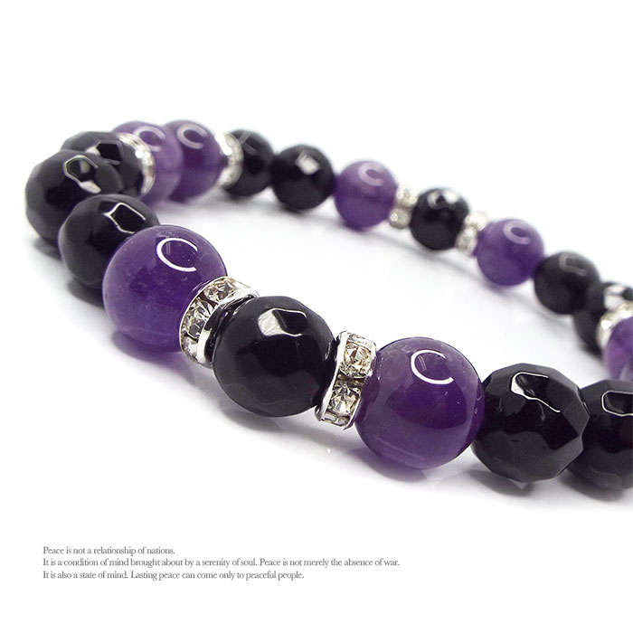 アメジスト アゼツライト パワーストーンブレスレット 内径約17cm 内包