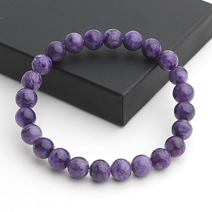 №57 高品質 チャロアイト シリカ デザインブレスレット 天然石 ヒーリング 強力な癒し】チャロアイトシリカ12mmブレスレット【浄化】 - メルカリ