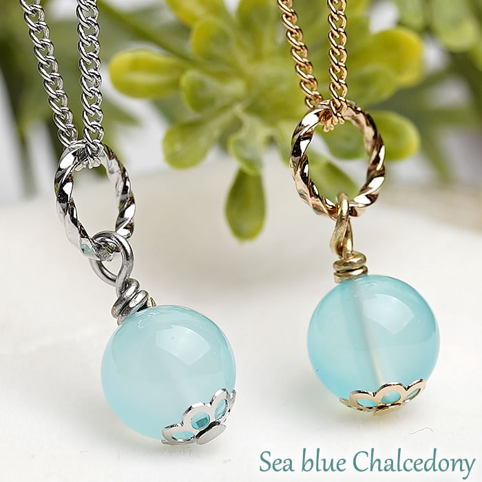 楽天市場】シーブルーカルセドニー ペンダントトップ K18 ハート