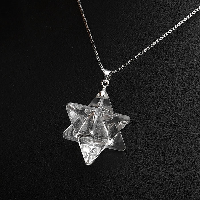 天然水晶 マルカバスター ペンダントトップ ネックレス 天然石 パワーストーン マカバスター Markaba Star アジャスター付きステンレスチェーン