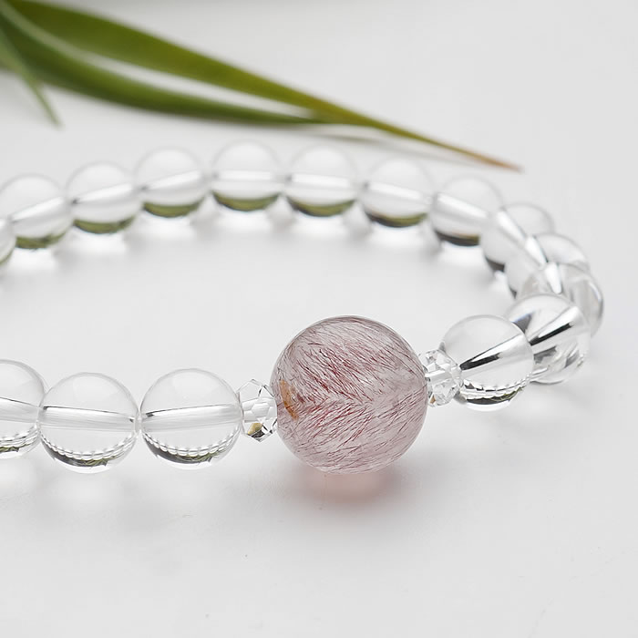 14kgfエレスチャルクォーツ・スコロライトブレスレット エレスチャルクォーツ ブレスレット 14mm ブラックエレスチャル