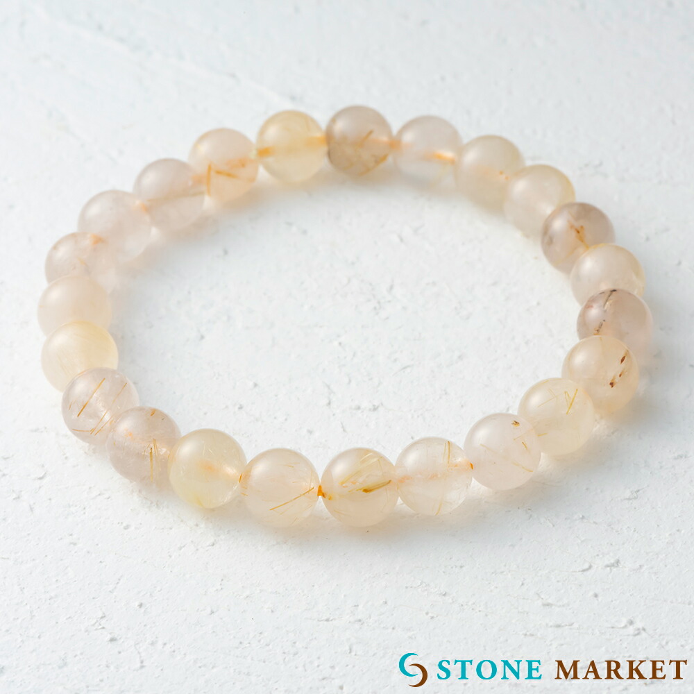 8㎜ ゴールド ルチルクォーツ パワーストーン ブレスレット 天然石　ヒカル 楽天市場】【開運】 ルチルクォーツ8－9mmブレスレット