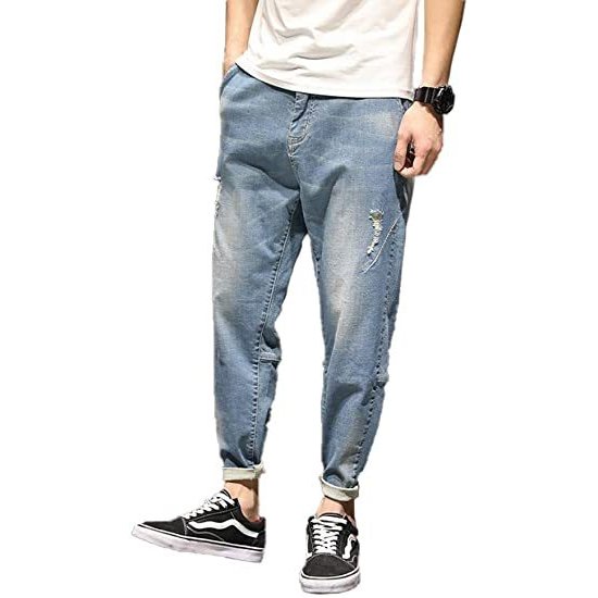 特価 ジーンズ 大きいサイズ サルエルパンツ メンズ ボトムス ゆったりめ 九分丈