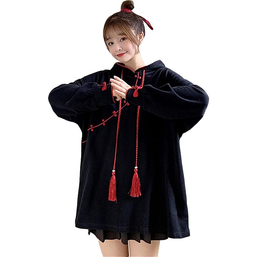 メーカー公式ショップ チャイナ服 パーカー レディース フード付き 中華風 可愛い カジュアル 無地 シンプル ファッション トップス 病みかわい S Whitesforracialequity Org