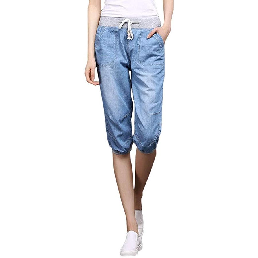 市場 レディース ゆったり 夏 ボトムス 薄手 デニム クロップドパンツ ハーフパンツ