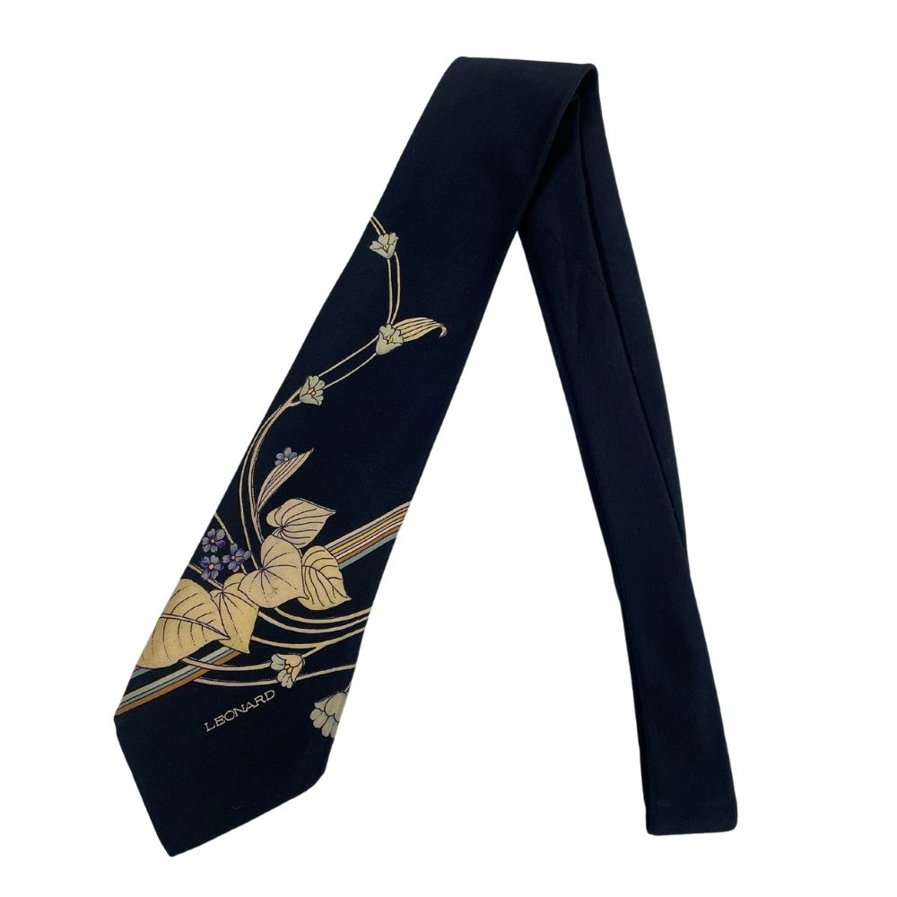 楽天市場】LEONARD レオナール ネクタイ 黒 ブラック系 花柄 シルク100