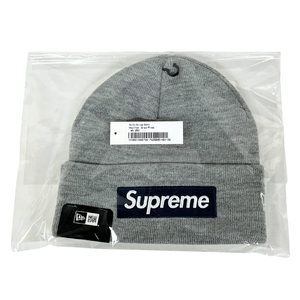 SUPREME シュプリーム &times; New Era 25AW Box Logo Beanie ニットキャップ グレー サイズフリー 正規品 / 45102【中古】｜STONE RIVER