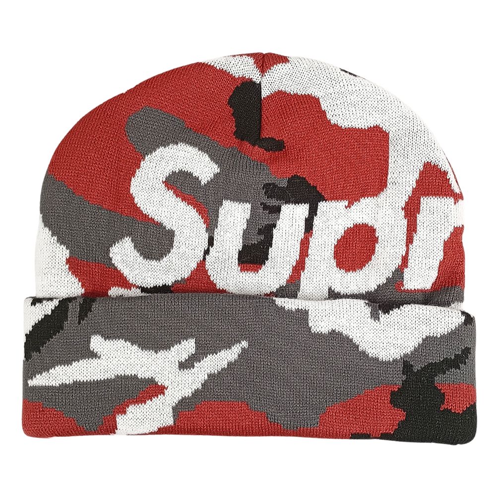 SUPREME シュプリーム 25AW Camo Big Logo Beanie カモ ビッグロゴ ビーニー ニットキャップ レッドカモ 正規品 / 53493【中古】