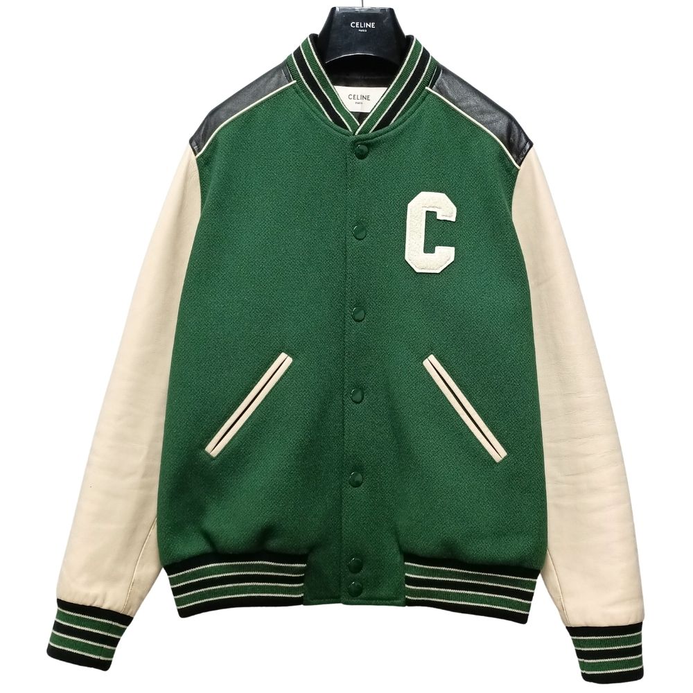 CELINE セリーヌ オーバーサイズ テディ ジャケット スタジャン グリーン サイズ 48 正規品 / 53617【中古】