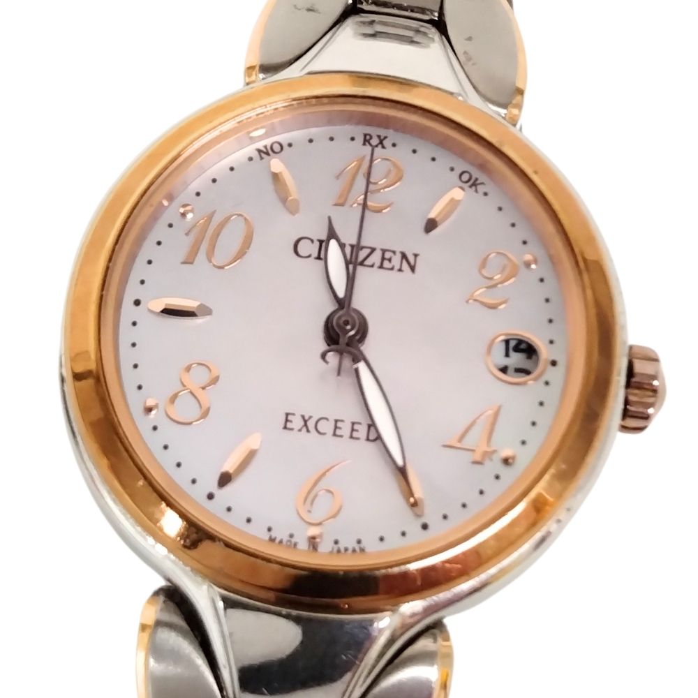 【訳あり】CITIZEN シチズン エクシード デイト 電波ソーラー レディース 腕時計 正規品 / C404【中古】