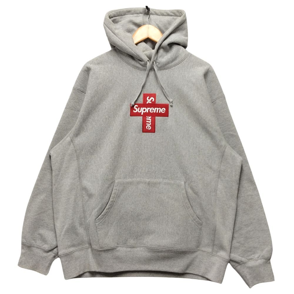 SUPREME シュプリーム Cross Box Logo Hooded Sweatshirt クロス ボックスロゴ スウェットパーカー アッシュグレー XL 正規品 / 50711【中古】