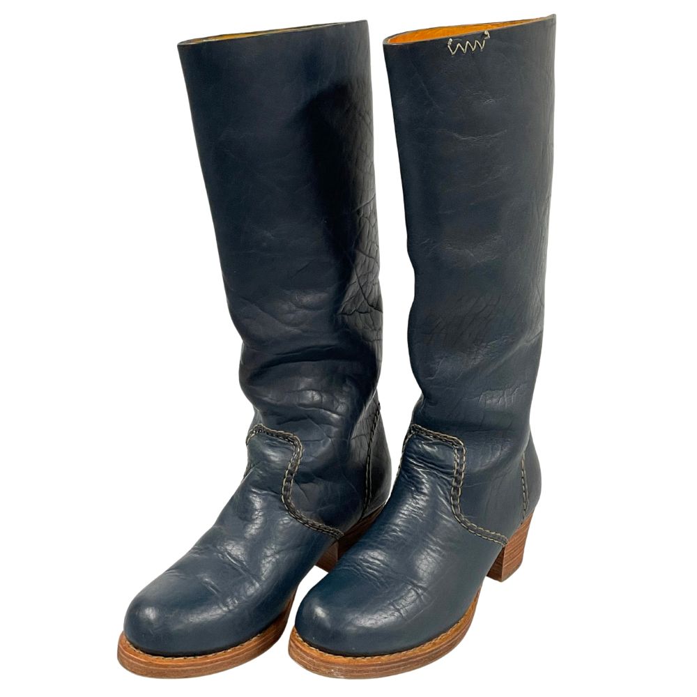 VISVIM ビズビム WMV 品番 0314102002001 ROSEBUD BOOTS BISON-FOLK レディース ロング ブーツ ネイビー サイズ W8 正規品 / 51517【中古】