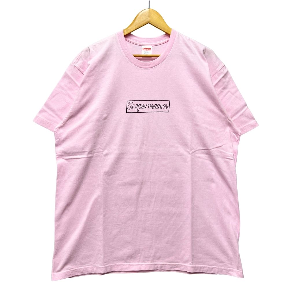 SUPREME シュプリーム Kaws Chalk Tee カウズ チョーク ボックスロゴ Tシャツ ピンク サイズXL 正規品 / 54233【中古】