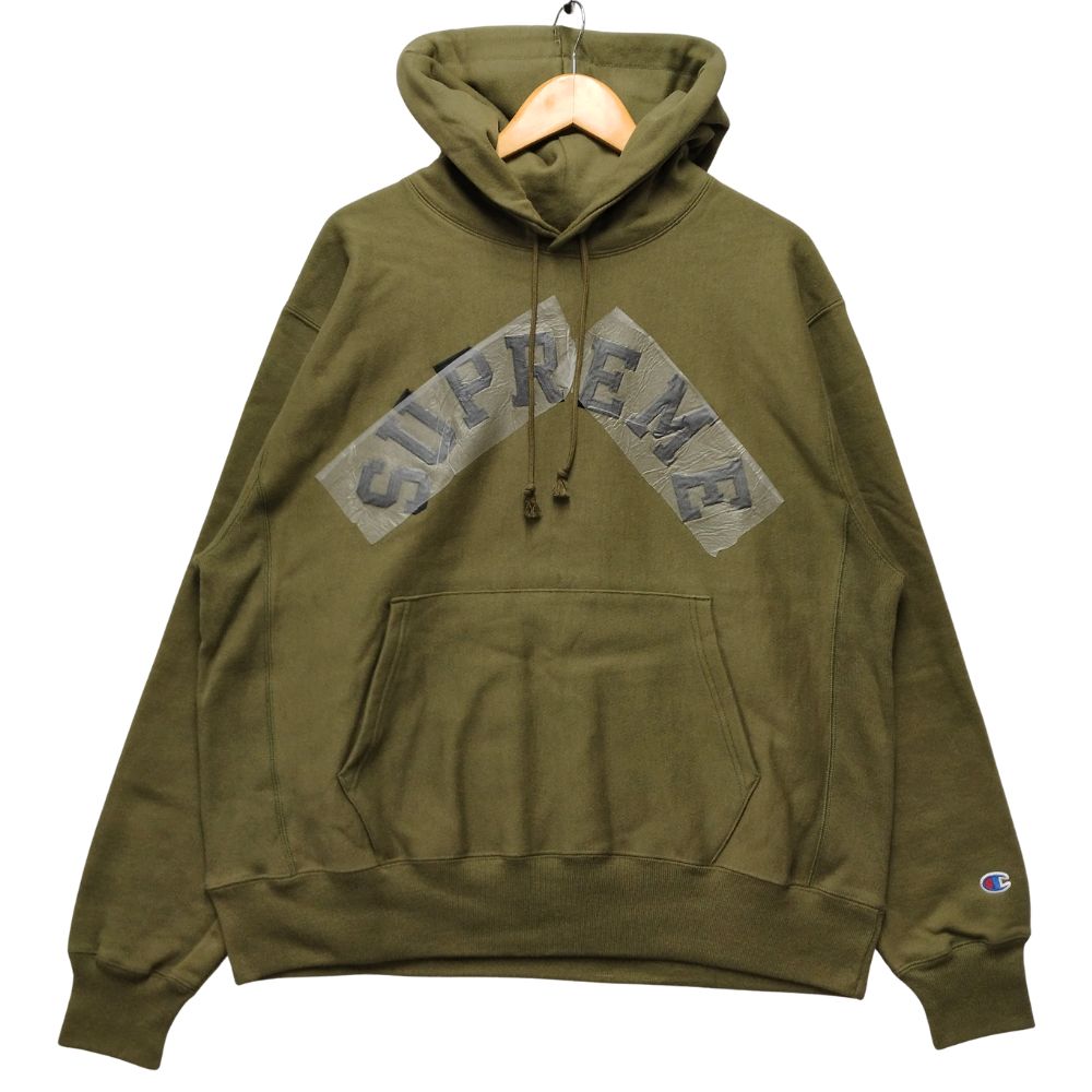 SUPREME シュプリーム 25SS Champion Hooded Sweatshirt チャンピオン アーチロゴ スウェット パーカー オリーブ サイズL 正規品 / 50958【中古】｜STONE RIVER 23,360円