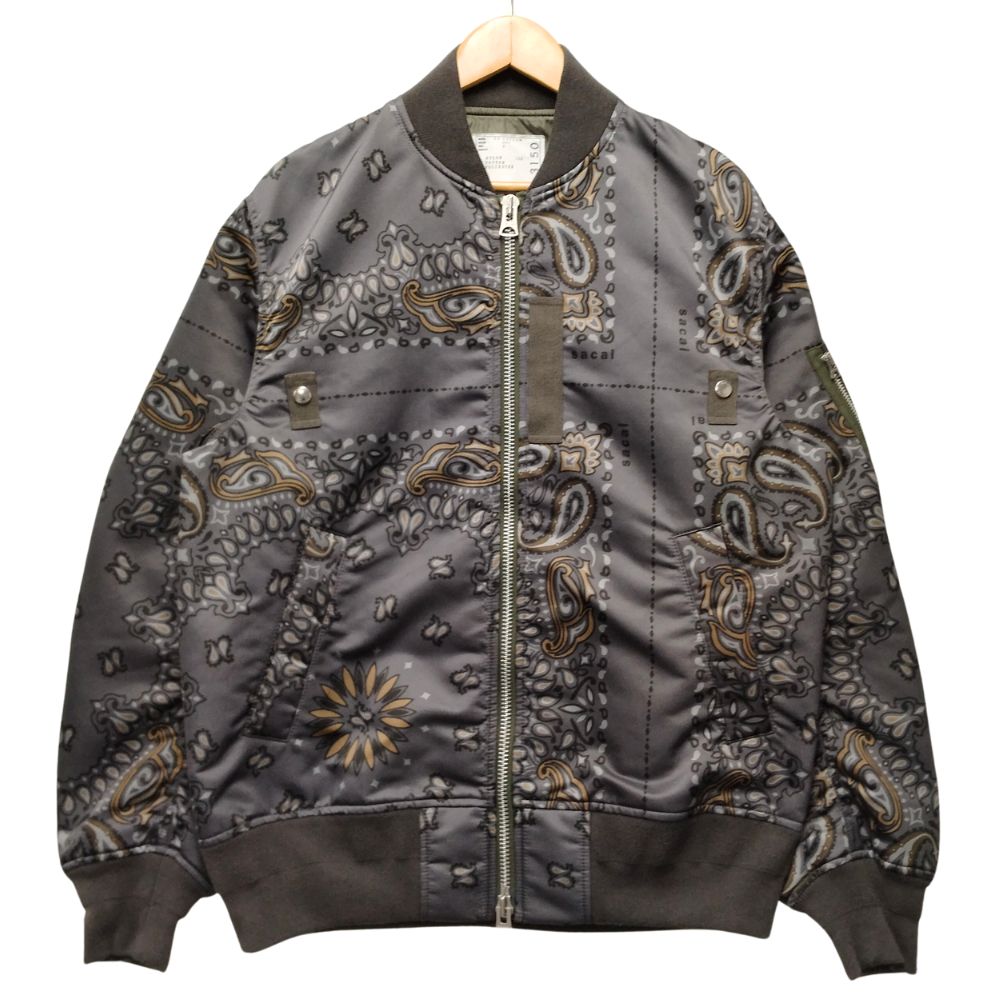SACAI サカイ 品番 23-03150M ペイズリープリント ボン赤ちょうちん 上衣 薄っぺら 濃灰色系 大きさ2 置き目品 / 35264【中古】