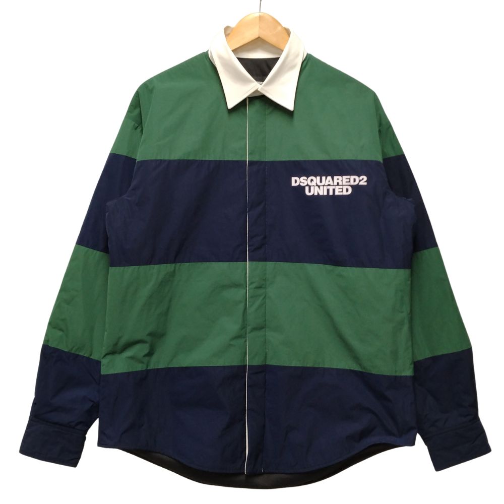 DSQUARED2 ディースクエアード 20AW 品番 S74DM0406 ラグビープルオーバー 上衣 緑であること×米国海軍 大きさ46 定まり品 / 35278【中古】