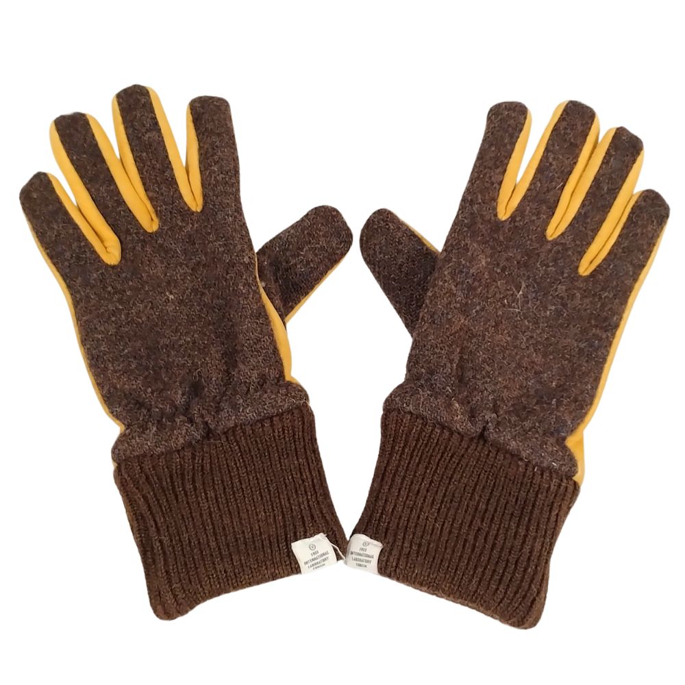 VISVIM ビズビム 品番 0113403003006 TRIGGER GLOVE ウール &times; スウェード グローブ 手袋 ブラウン サイズSM 正規品 / 52589【中古】｜STONE RIVER