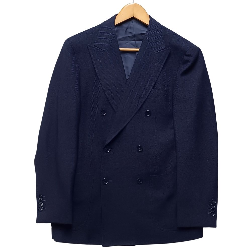BEAMS F ビームス エフ 品番 21-16-1905-264 CANONICO 杉綾模様 ダブルブレストジャケット 米国海軍 大きさ46 定め事品 / 41160【中古】