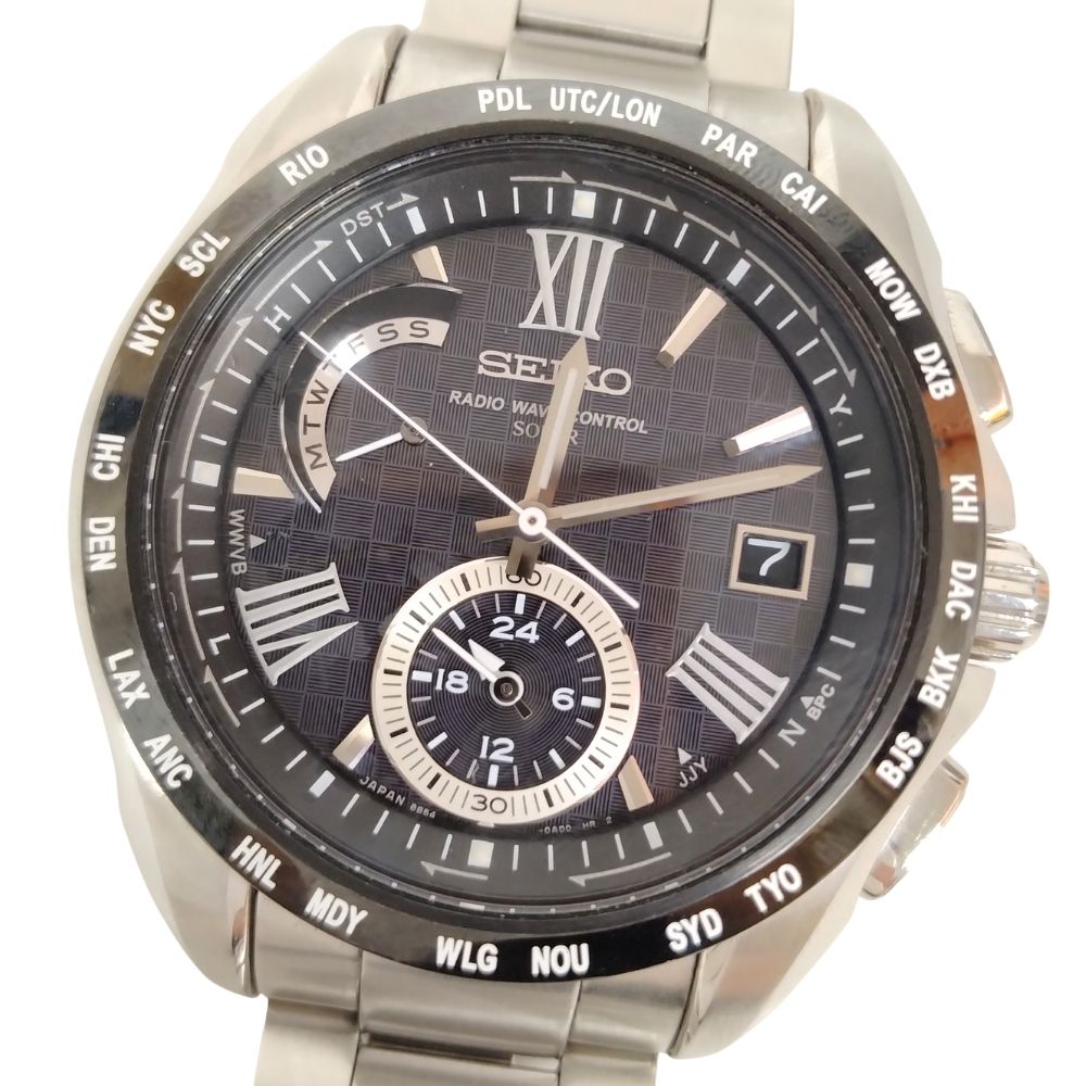 SEIKO セイコー 8B54-0AE0 ブライツ デイト ソーラー電磁波 メンズ ウオッチ 定まり品 / C683【中古】