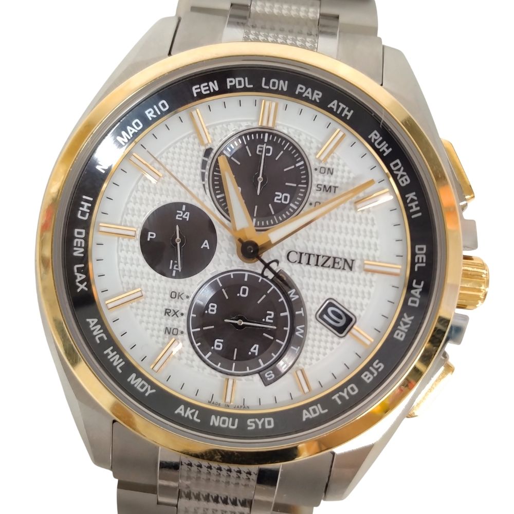 CITIZEN シチズン H804-T026974 アテッサ エコ運転 ソーラー電磁波 メンズ ウオッチ 定め事品 / C707【中古】