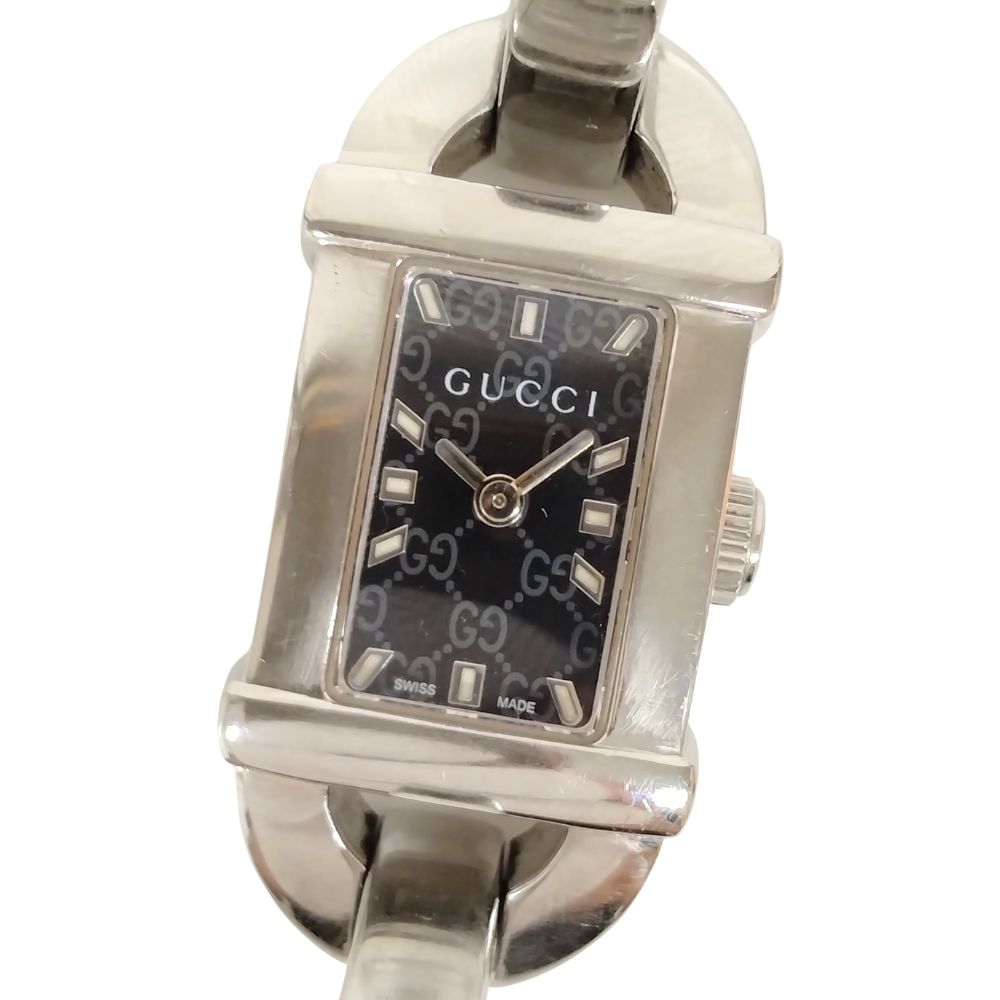 GUCCI グッチ 6800L GG柄 黒文字盤 バングルウォッチ クォーツ レディース 腕時計 正規品 / C761【中古】｜STONE RIVER