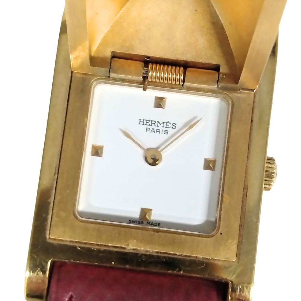 HERMES エルメス メドール 石英 レディース ウォッチ 置き目品 / C782【中古】