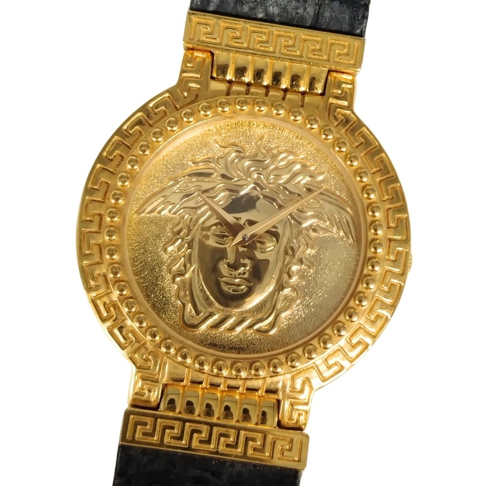VERSACE ヴェルサーチ メデューサ GP ゴールド 石英 メンズ ウォッチ 置き目品 / C813【中古】