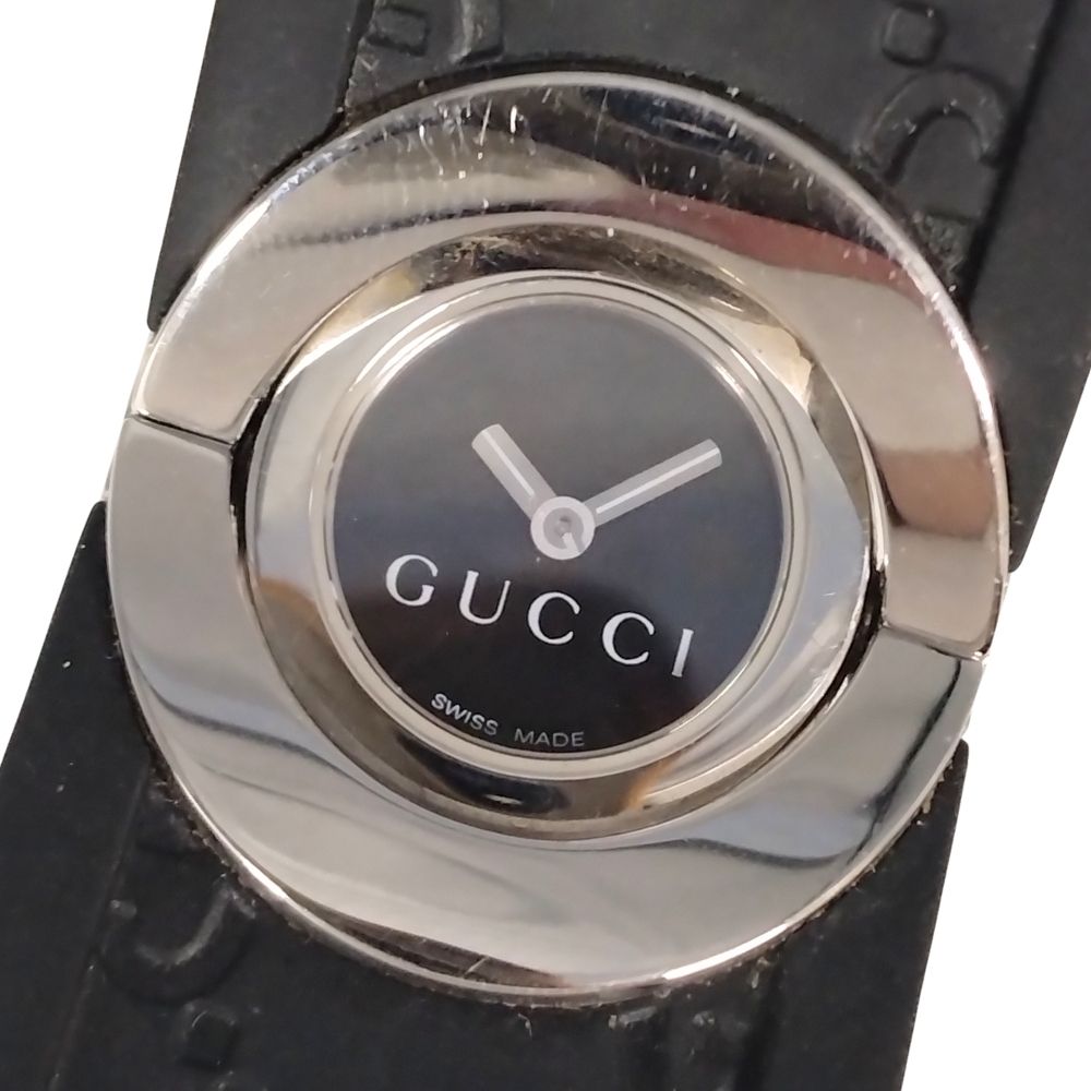 GUCCI グッチ 112 トワール バングルウォッチ 石英 ステンレス鋼 天然ゴム レディース ウオッチ 定め事品 / C928【中古】