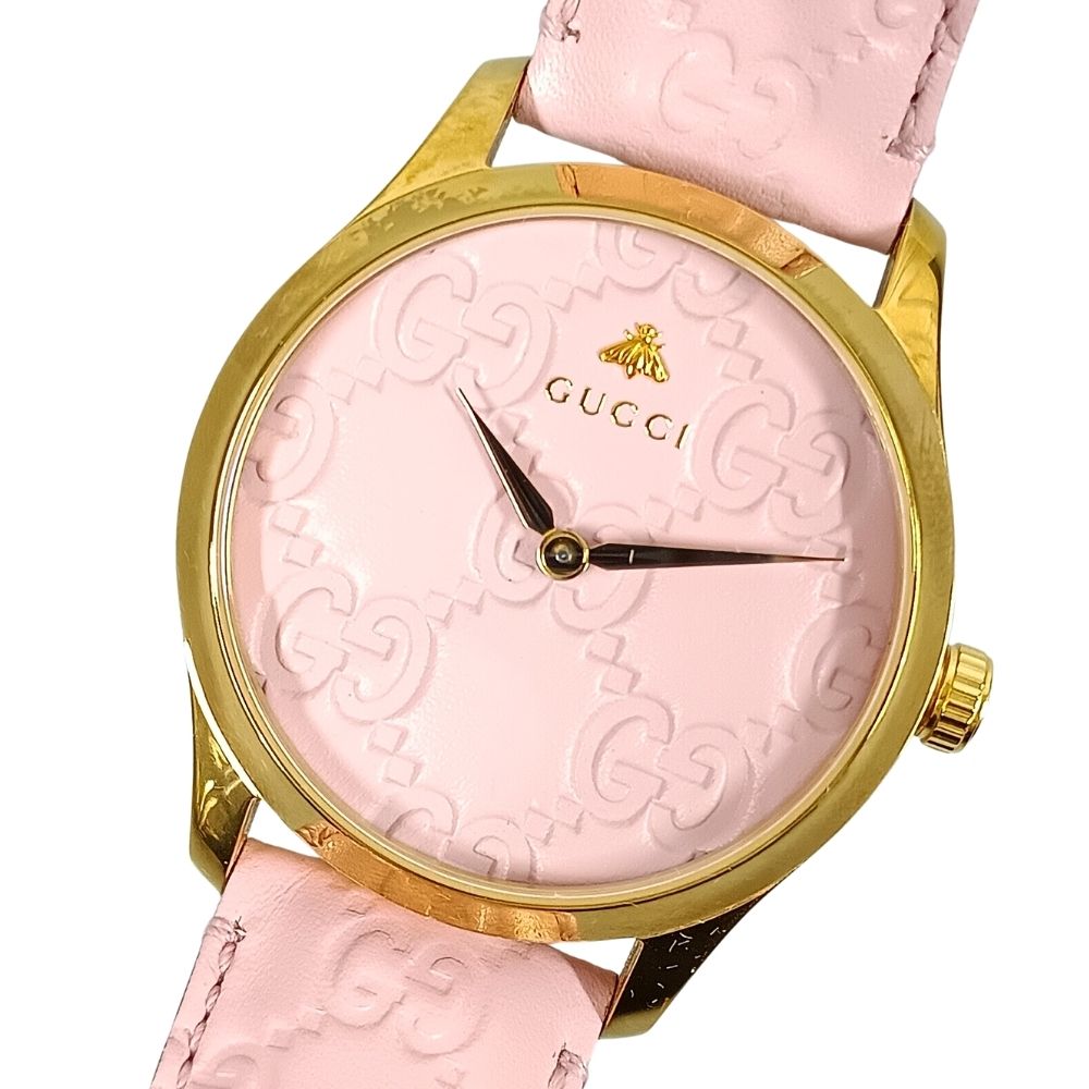 GUCCI グッチ 126.4 Gひと休み受け答え なめし革 石英 ウオッチ 定め事品 / C931【中古】