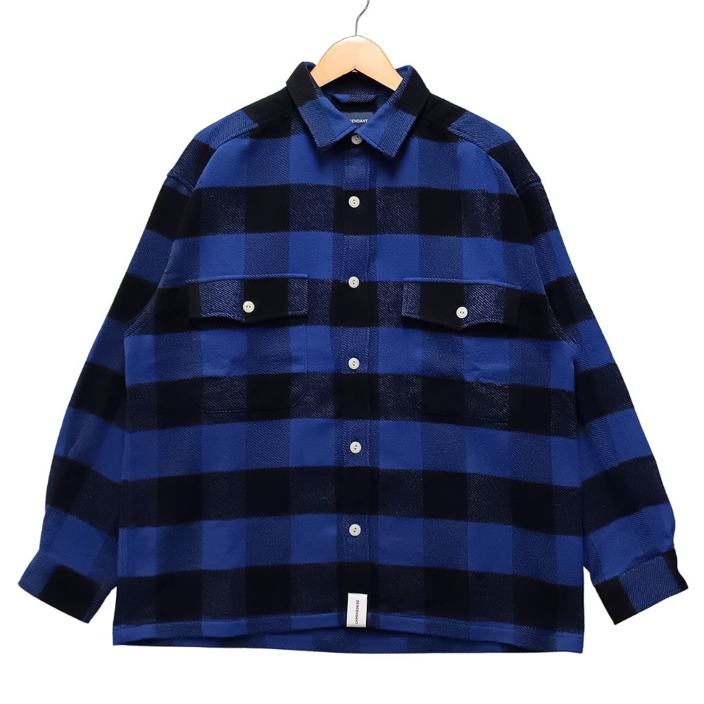 DESCENDANT ディセンダント 25AW VANNING PLAID LS SHIRT 立ちはだかる照合のしるしプルオーバー 青碧/黒いこと 大きさ2\u003dM 定め事品 / 55261【中古】