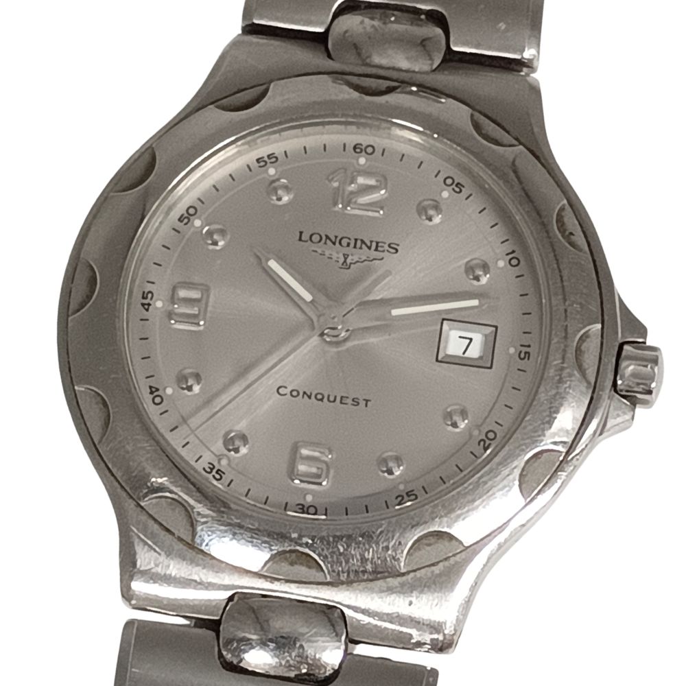 LONGINES ロンジン L1.505.4 コンクエスト 石英 メンズ ウォッチ しろがね色 置き目品 / C1109【中古】