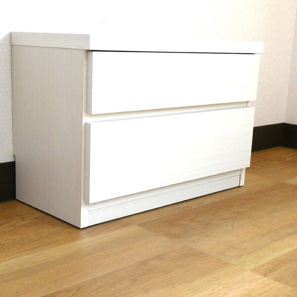 頑丈薄型チェスト/座れる収納ベンチ（2段 幅60cm ホワイト木目調） 奥行30cm 日本製 ウスピッタ （完成品） 玄関ベンチ チェスト 座れる 収納 椅子 玄関 収納 薄型 ローチェスト 頑丈 ローボード テレビ台 テレビボード サイドボード リビング 脱衣所