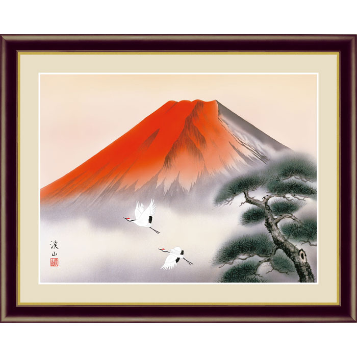 楽天市場】加藤洋峯 赤富士飛翔 52×42cm 富士山水画 日本画 富士山