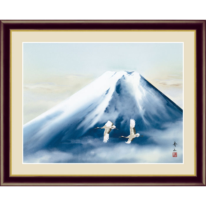 楽天市場】伊藤渓山 赤富士飛翔 42×34cm 富士山水画 日本画 富士山 赤い富士山 赤 鶴 松 縁起画 開運画 風水 商売繁盛 金運 絵 おしゃれ  絵画 アート インテリア 美術品 壁掛け 額付き 額絵 額入り 額装込 額縁付 額入り絵画 フレーム付き 飾る 玄関 リビング