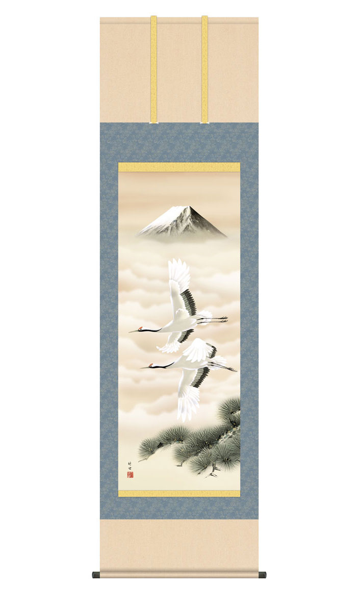 一富士二鷹三茄子　玉泉　縁起物　掛け軸 楽天市場】掛け軸／掛軸【正月掛け】一富士二鷹三茄子（高見 蘭