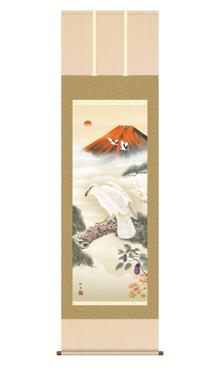 真作/一恵/福神緑起之図/一富士二鷹三茄子/布袋屋掛軸HE-14 楽天市場】掛け軸 掛軸 慶事飾り 慶祝画 一富士二鷹三茄子 いち