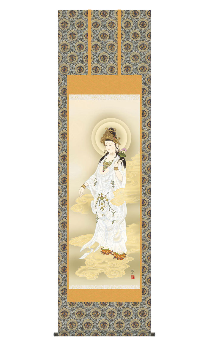 仏教　聖観音　掛け軸　木箱入り kz2e1-k102.jpg