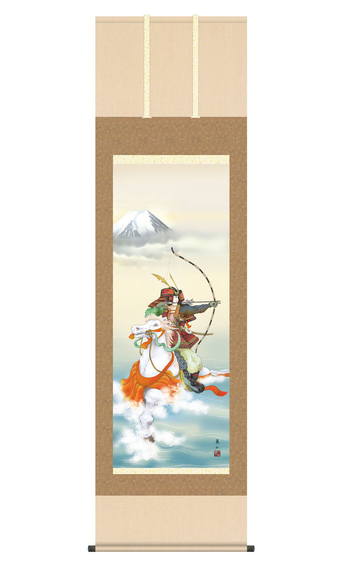 掛け軸/武者/黒馬/松 掛け軸 掛軸 武者(黒馬) 森 雪堂 (真作・新品) : 掛け軸の専門店 香遊