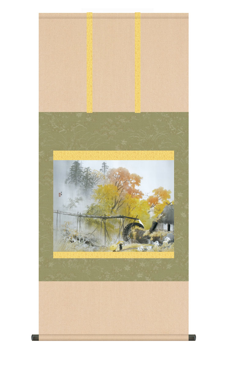 掛軸　梅 掛軸 (掛け軸) 春用 紅白梅に鶯 田村竹世 尺三立 約横44.5×縦